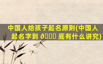 中国人给孩子起名原则(中国人起名字到 🐘 底有什么讲究)